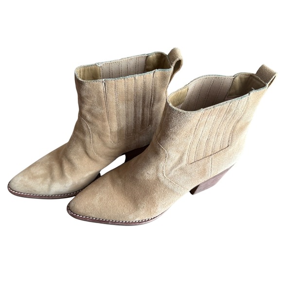 J.Crew Shoes - J.Crew Sadie Ankle Boots Tan Suede Western Pointed Block Heel AC328 Womens 9.5